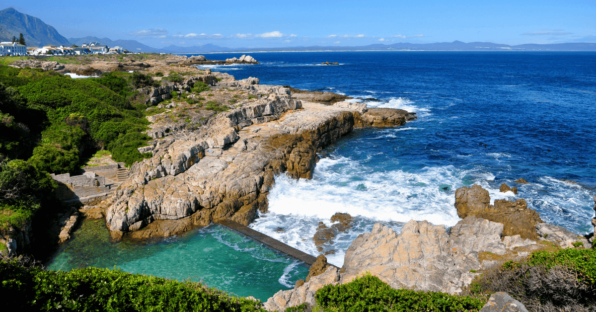 Aerial view of Ficks Pool in Hermanus 