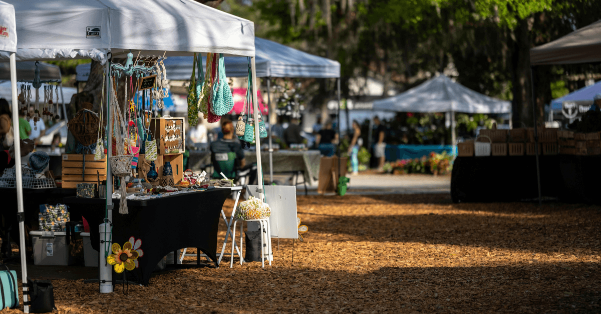Country Market with stalls selling local crafts 